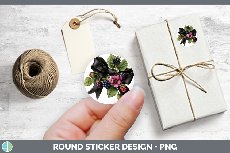 Fruit Bows Blackberries Stickers | Round Labels Designs