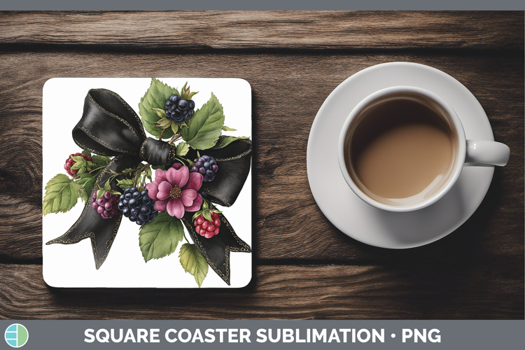 Fruit Bows Blackberries Square Coaster Sublimation Coaster D
