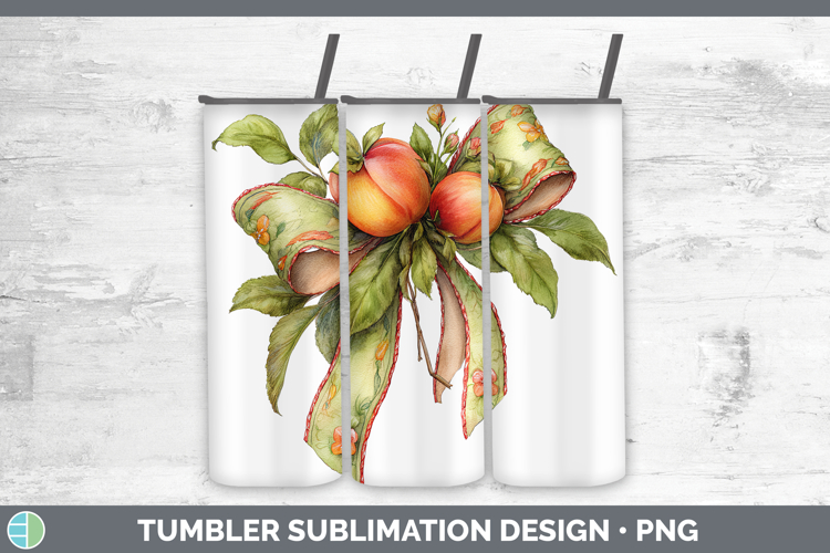 Fruit Bows Peach Tumbler Sublimation 20 oz Skinny Tumbler De
