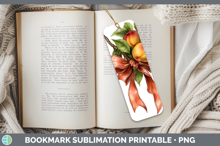 Fruit Bows Nectarine Bookmark Sublimation Printable Designs