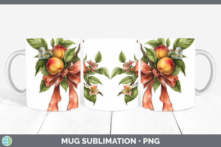 Fruit Bows Nectarine Mug Wrap Sublimation Coffee Cup Designs