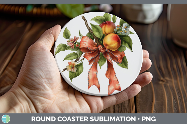 Fruit Bows Nectarine Round Coaster Sublimation Coaster Desig