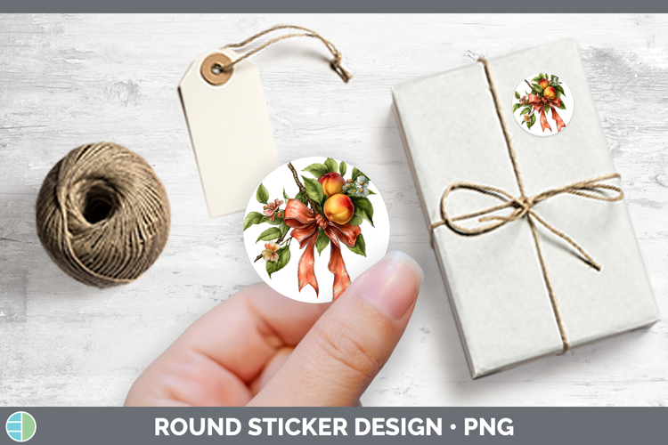 Fruit Bows Nectarine Stickers | Round Labels Designs
