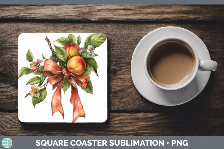 Fruit Bows Nectarine Square Coaster Sublimation Coaster Desi