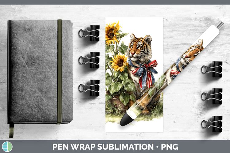 Animals Sunflower Patriotic Tiger Pen Wrap Sublimation Pen D