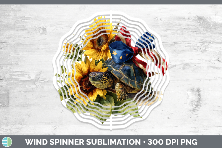 Animals Sunflower Patriotic Sea Turtle Wind Spinner Sublimat