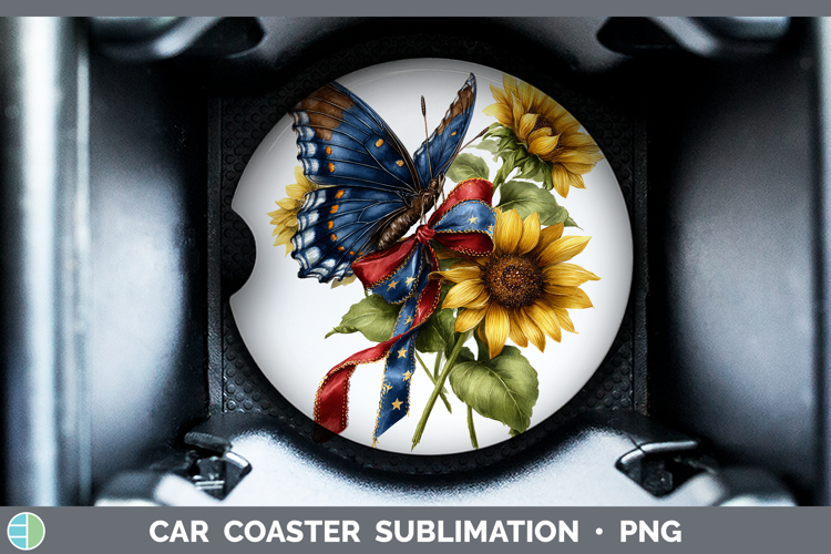 Animals Sunflower Patriotic Butterfly Car Coaster Sublimatio
