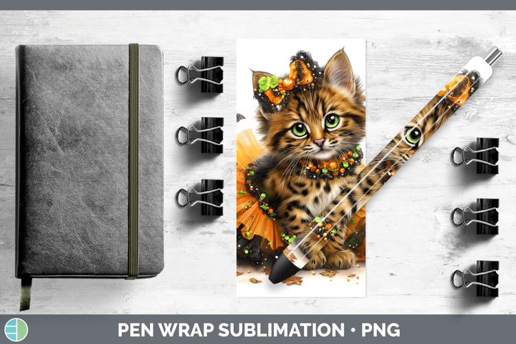 Wild Cats Halloween Pampas Cat Pen Wrap Sublimation Pen Desi