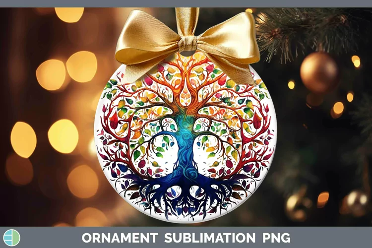 Watercolor Tree of Life Ornament Sublimation Bauble Designs
