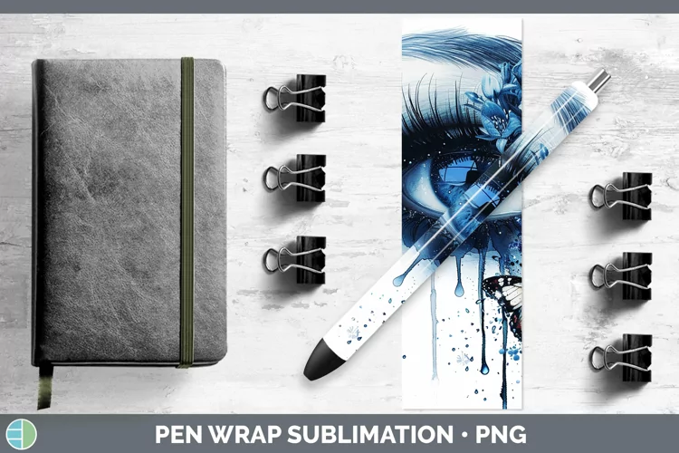 Watercolor Blue Eye Pen Wrap Sublimation Epoxy Pen Designs