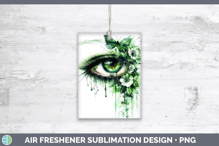 Watercolor Green Eye Air Freshener Sublimation Car Freshener example image 1