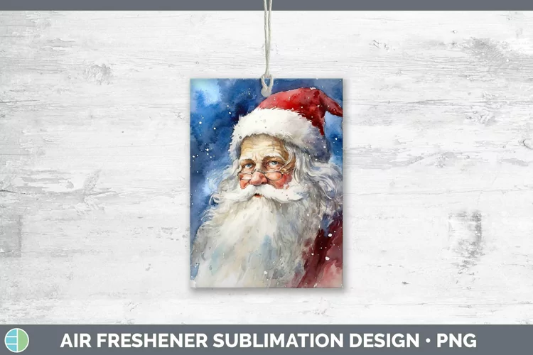Watercolor Christmas Santa Air Freshener Sublimation Car Fre