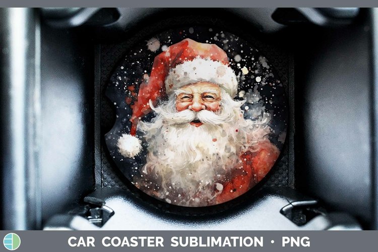 Watercolor Christmas Santa Car Coaster Sublimation Coaster D