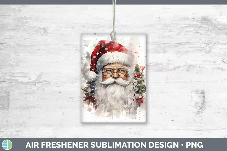 Watercolor Christmas Santa Air Freshener Sublimation Car Fre