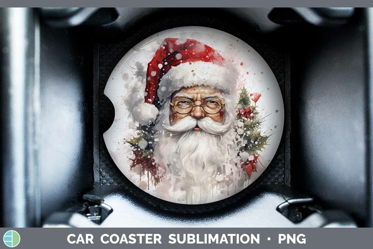 Watercolor Christmas Santa Car Coaster Sublimation Coaster D