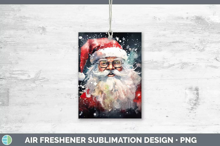 Watercolor Christmas Santa Air Freshener Sublimation Car Fre