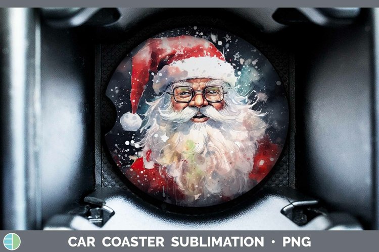 Watercolor Christmas Santa Car Coaster Sublimation Coaster D