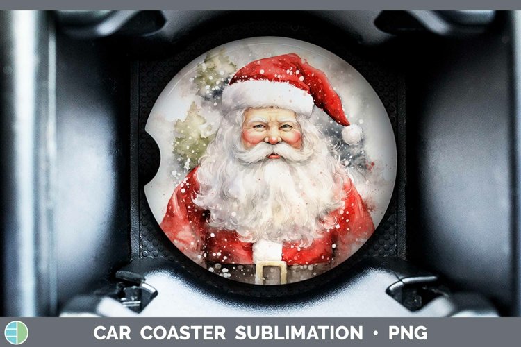 Watercolor Christmas Santa Car Coaster Sublimation Coaster D