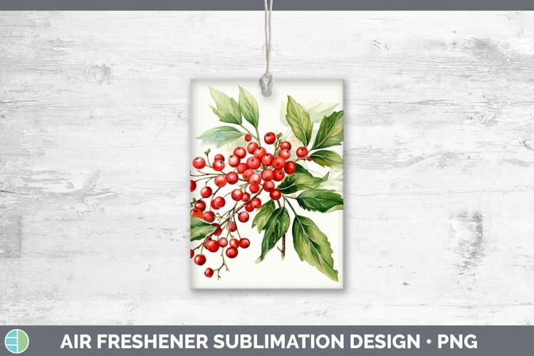 Watercolor Christmas Mistletoe Air Freshener Sublimation Car example image 1