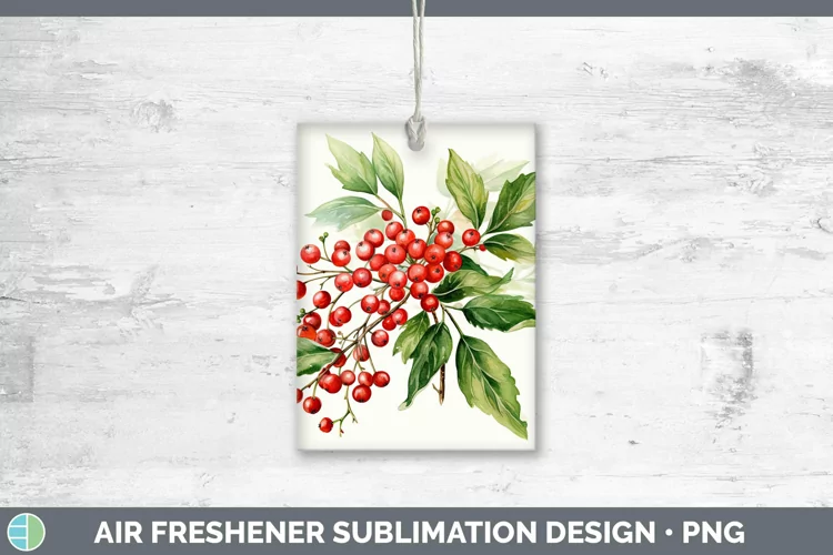 Watercolor Christmas Mistletoe Air Freshener Sublimation Car