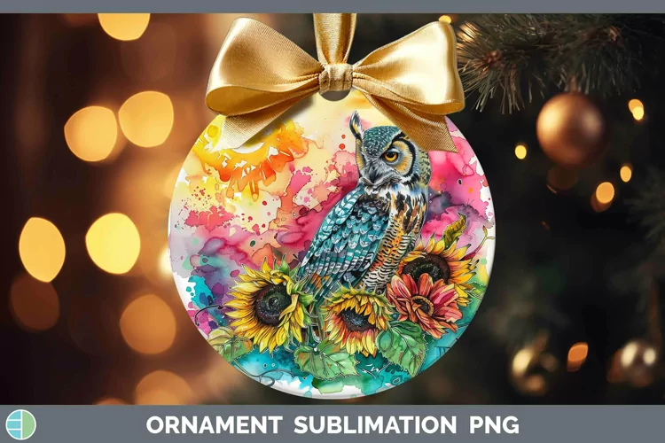 Pink Summer Owl Ornament Sublimation Bauble Designs