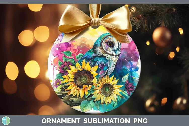 Pink Summer Owl Ornament Sublimation Bauble Designs