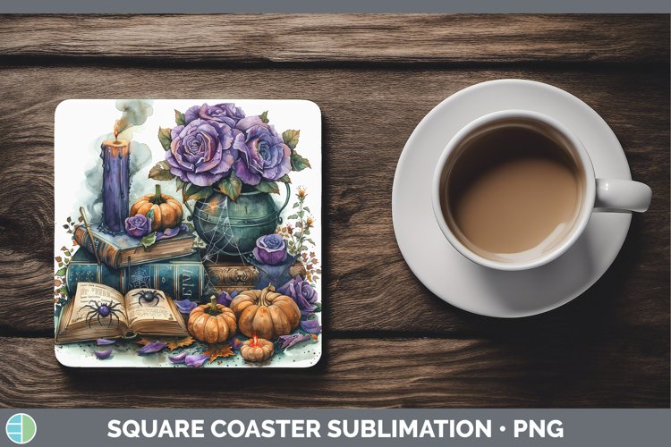 Book Halloween Rose Square Coaster Sublimation Coaster Desig