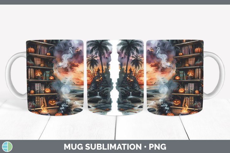 Book Halloween Beach Mug Wrap Sublimation Coffee Cup Designs