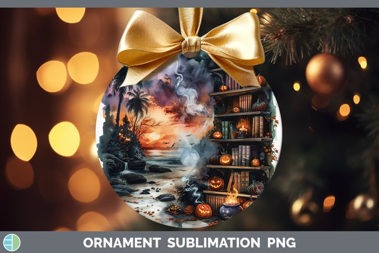 Book Halloween Beach Ornament Sublimation Bauble Designs