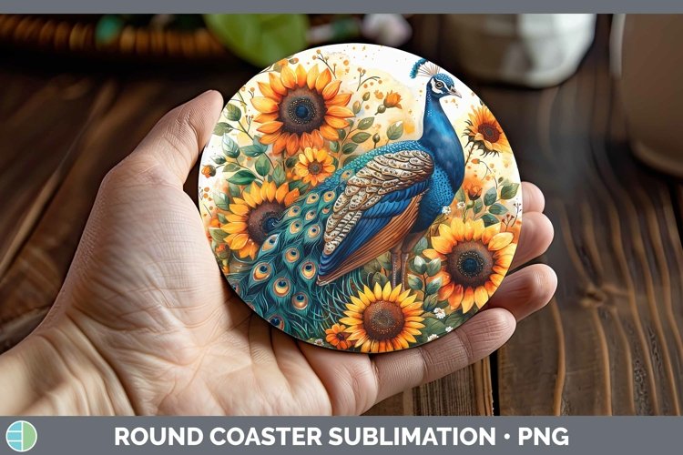 Autumn Boho Peacock Round Coaster Sublimation Coaster Design