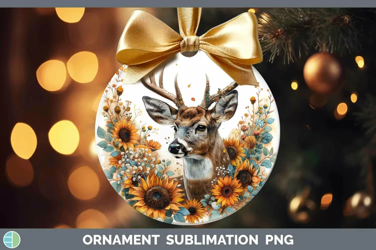 Autumn Boho Deer Ornament Sublimation Bauble Designs