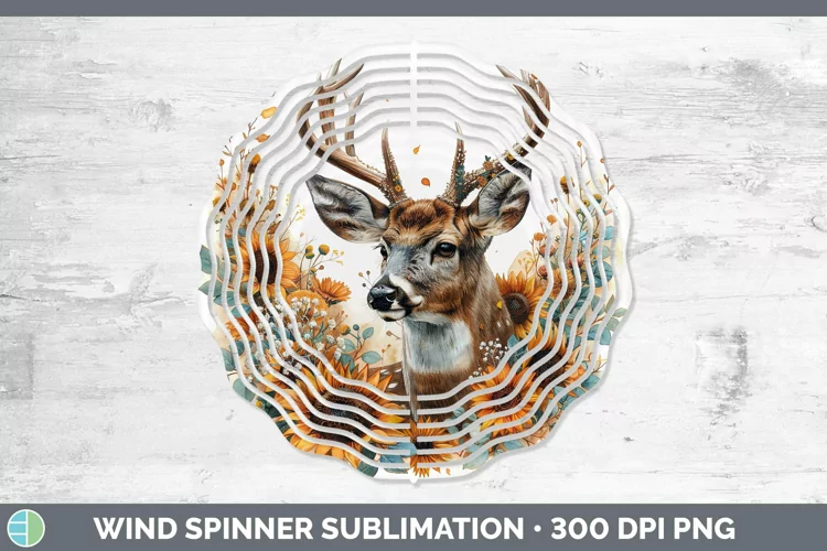 Autumn Boho Deer Wind Spinner Sublimation Spinner Designs