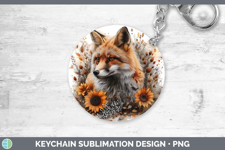 Autumn Boho Fox Keychain Sublimation Keyring Designs
