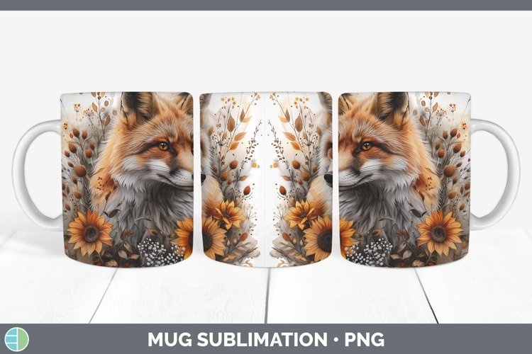 Autumn Boho Fox Mug Wrap Sublimation Coffee Cup Designs