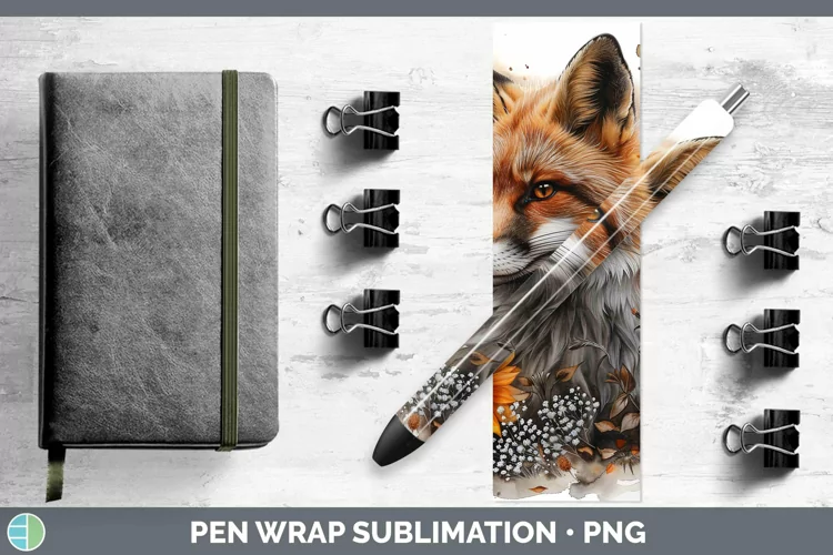 Autumn Boho Fox Pen Wrap Sublimation Epoxy Pen Designs
