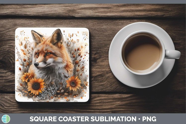 Autumn Boho Fox Square Coaster Sublimation Coaster Designs example image 1