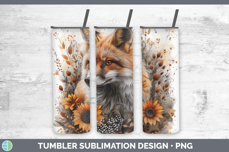 Autumn Boho Fox Tumbler Sublimation 20 oz Skinny Tumbler Des