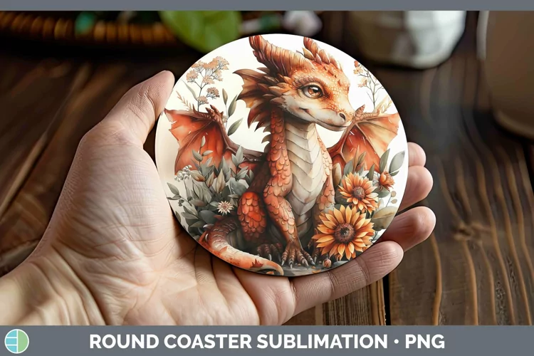 Autumn Boho Dragon Round Coaster Sublimation Coaster Designs