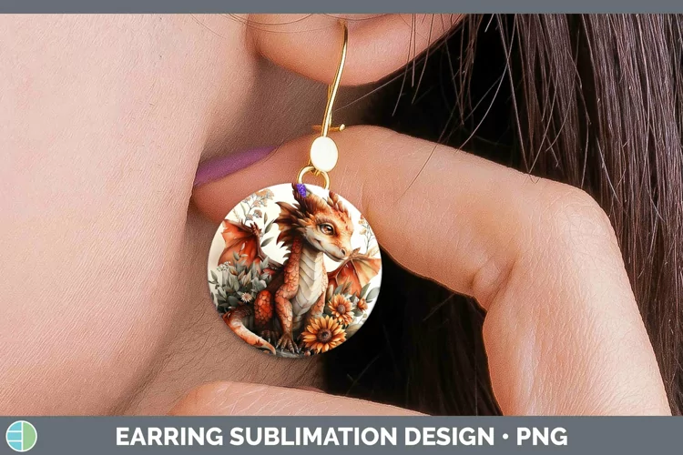 Autumn Boho Dragon Round Earrings Sublimation Earrings Desig