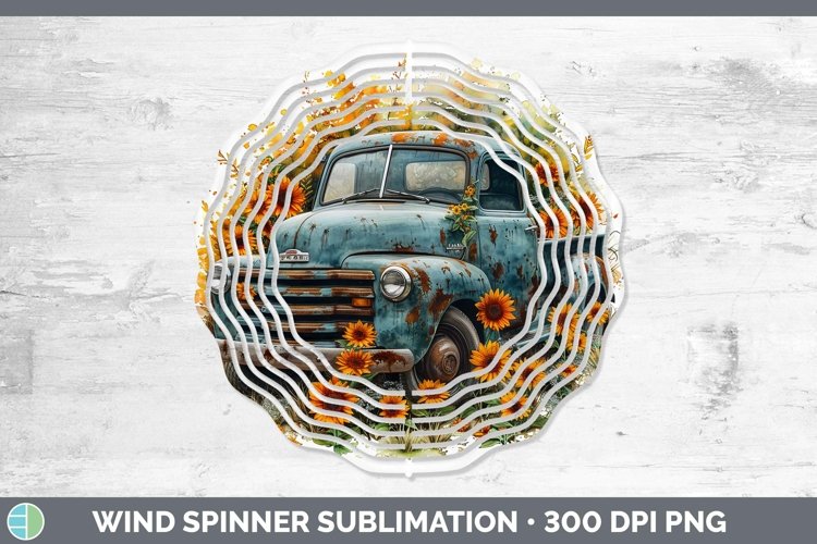 Autumn Boho Vintage Truck Wind Spinner Sublimation Spinner D