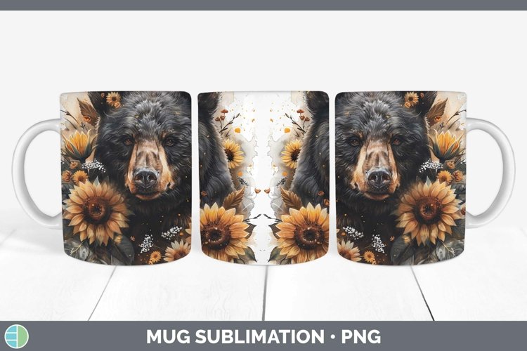Autumn Boho Bear Mug Wrap Sublimation Coffee Cup Designs example image 1