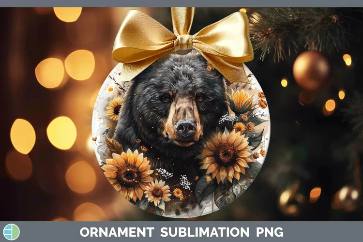 Autumn Boho Bear Ornament Sublimation Bauble Designs