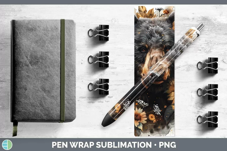 Autumn Boho Bear Pen Wrap Sublimation Epoxy Pen Designs