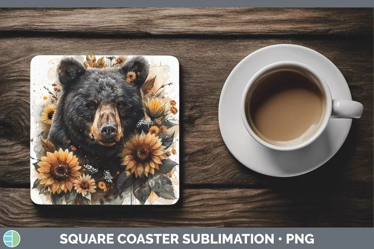 Autumn Boho Bear Square Coaster Sublimation Coaster Designs
