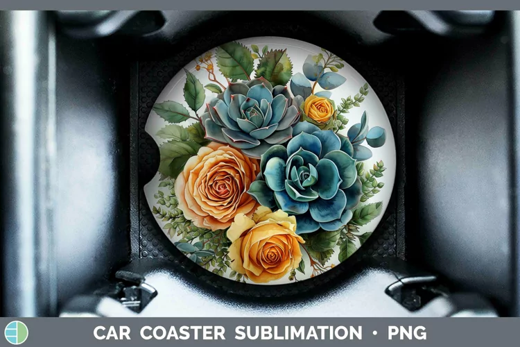 Autumn Boho Succulents Car Coaster Sublimation Coaster Desig