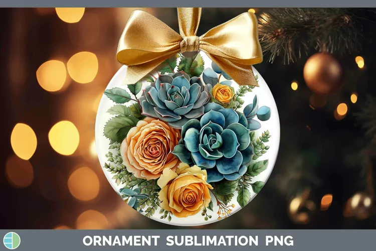 Autumn Boho Succulents Ornament Sublimation Bauble Designs