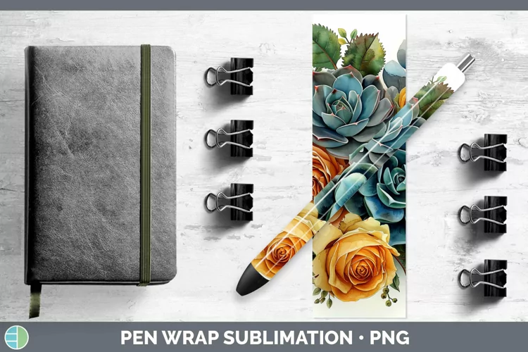 Autumn Boho Succulents Pen Wrap Sublimation Epoxy Pen Design