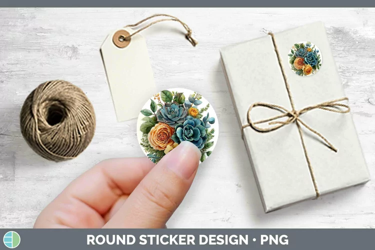 Autumn Boho Succulents Stickers | Round Labels Designs