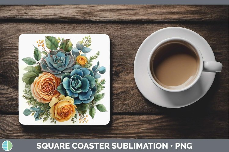 Autumn Boho Succulents Square Coaster Sublimation Coaster De