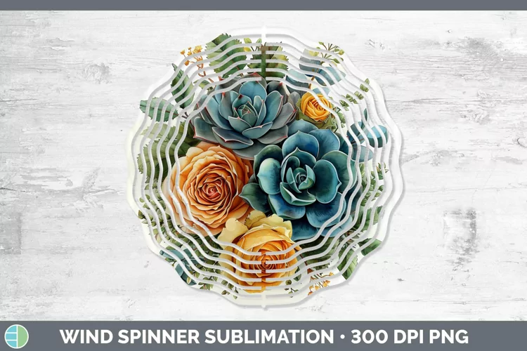 Autumn Boho Succulents Wind Spinner Sublimation Spinner Desi